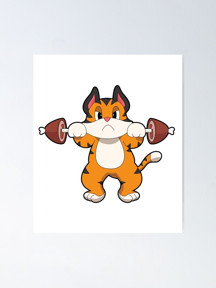 Aperçu 1 sur 3. Poster avec l'œuvre Tiger Weight lifting Barbell créée et vendue par Snabdesign84.