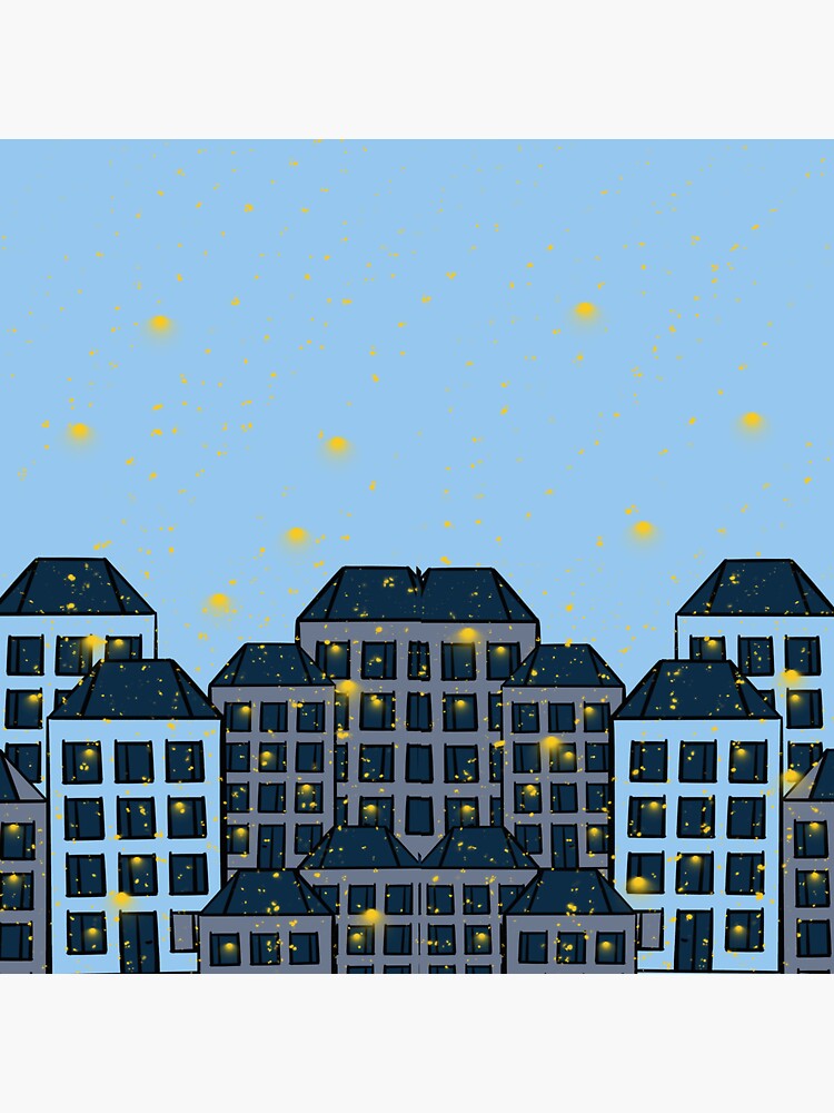 "building city stars blue sky house " Sticker for Sale by MartaElezart