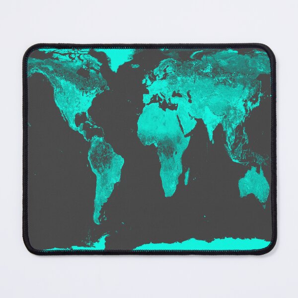 Item preview, World Map Aqua Gray designed and sold by 2sweetsDesign.
