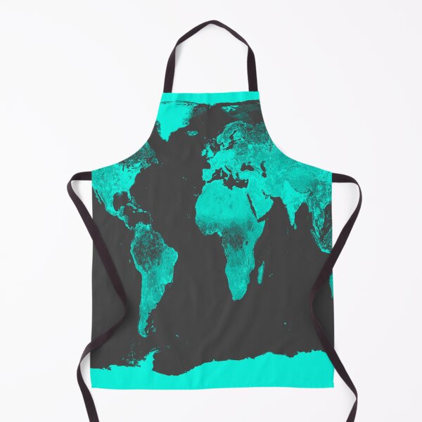 Item preview, World Map Aqua Gray designed and sold by 2sweetsDesign.
