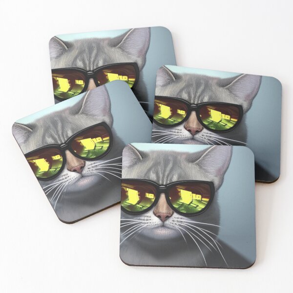 Item preview, exclusive groovy fashionable haute cat with glasses  designed and sold by ValleyDream.