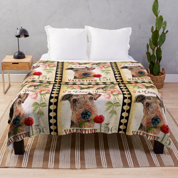 Item preview, Airedale terrier Vintage Valentine Funny Dog With Rose designed and sold by Cuddlythopia.