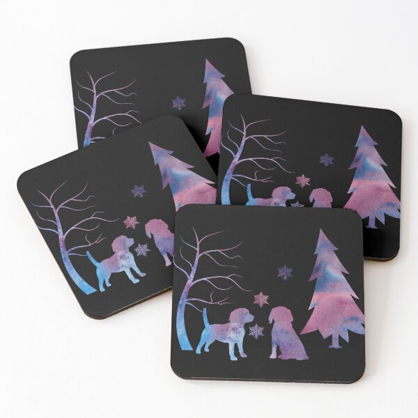 Item preview, Beagle Art Winter Forest Snowflakes designed and sold by BittenByErmines.