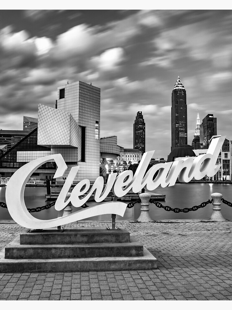 "Harbor View of Downtown Cleveland Black And White" Poster for Sale by enjoysshooting Redbubble