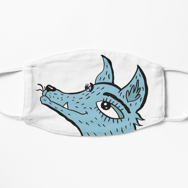 Blue wolf and sea Flat Mask