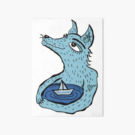 Blue wolf and sea Art Board Print