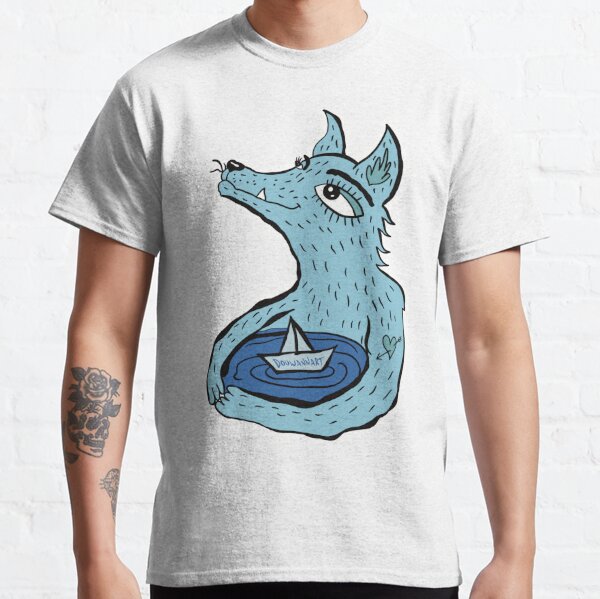 Blue wolf and sea Classic T-Shirt