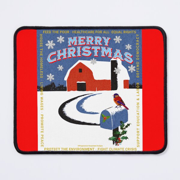 Artikelvorschau, PMD00041 Progressive Movement Designs Schneeszene mit Red Barn Merry Christmas Design, kein hässlicher Pullover entworfen und verkauft von ProgressiveLeft.