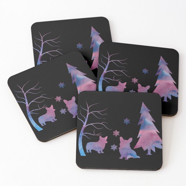 Item preview, Welsh Pembroke Corgi Dog Forest Snowflakes Art designed and sold by BittenByErmines.