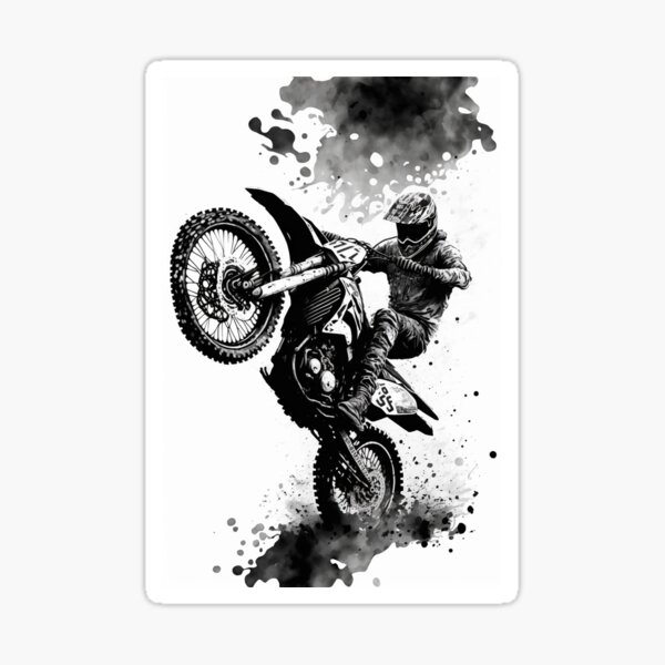 Dirt bike cool wheelie white background Sticker