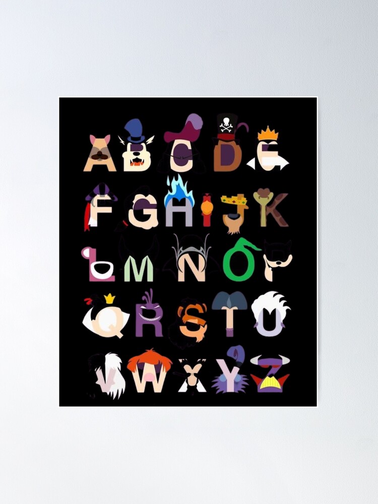 Villain Letter Abc Costume Boys Matching Evil Alphabet Lore Poster