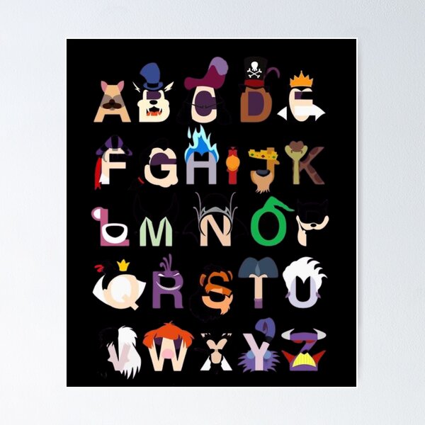 Villain Letter Abc Costume Boys Matching Evil Alphabet Lore Poster