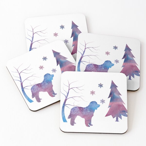 Item preview, Goldendoodle Labradoodle Winter Forest Art Snowflakes Snow designed and sold by BittenByErmines.