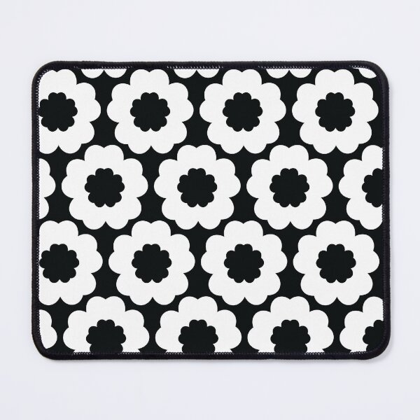 Item preview, Retro Black n White Flower Power Seamless Pattern Print designed and sold by ClaudiaFlores.