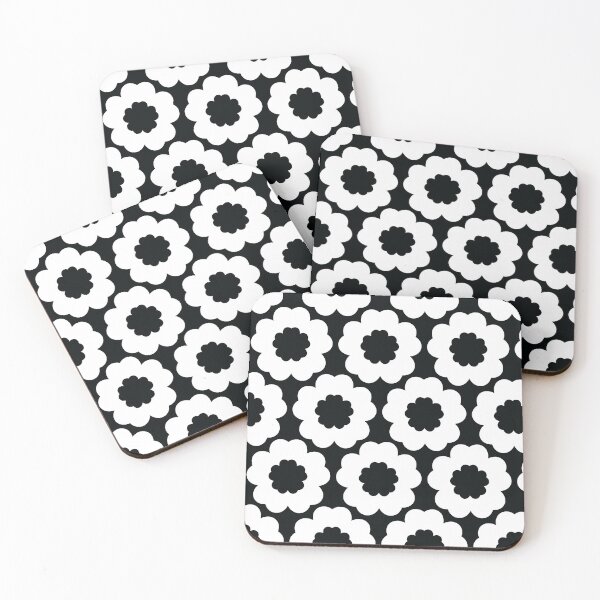 Item preview, Retro Black n White Flower Power Seamless Pattern Print designed and sold by ClaudiaFlores.