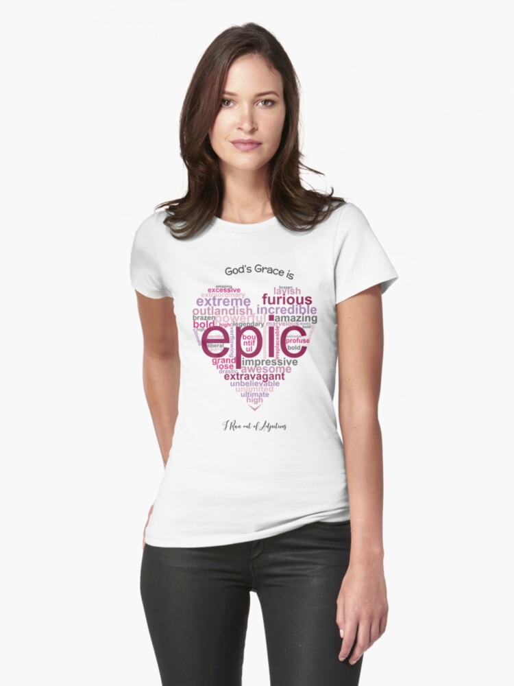 Thumbnail 1 of 3, Fitted T-Shirt, Bible Verse Typography, Attributes of God's Grace designed and sold by Sunnyhova.