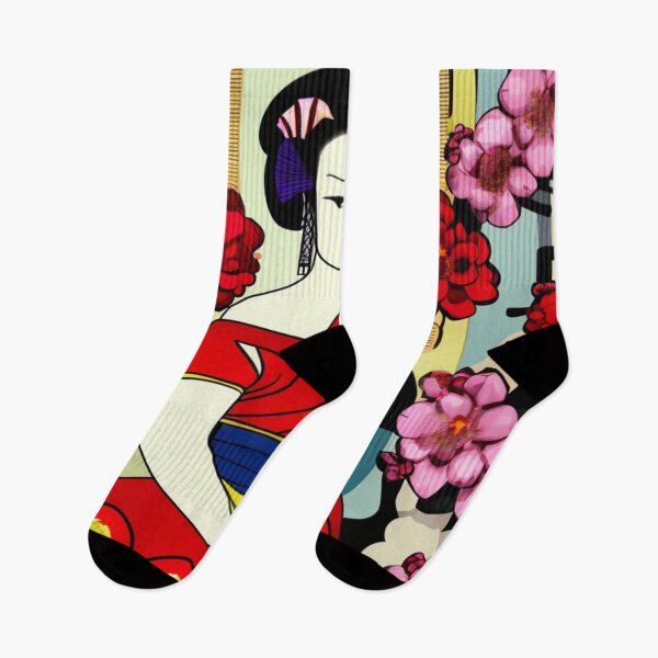 Item preview, A Beautiful Youthful Japanese Geisha With Flowers - Old Cartoon Style designed and sold by DesignerKin.