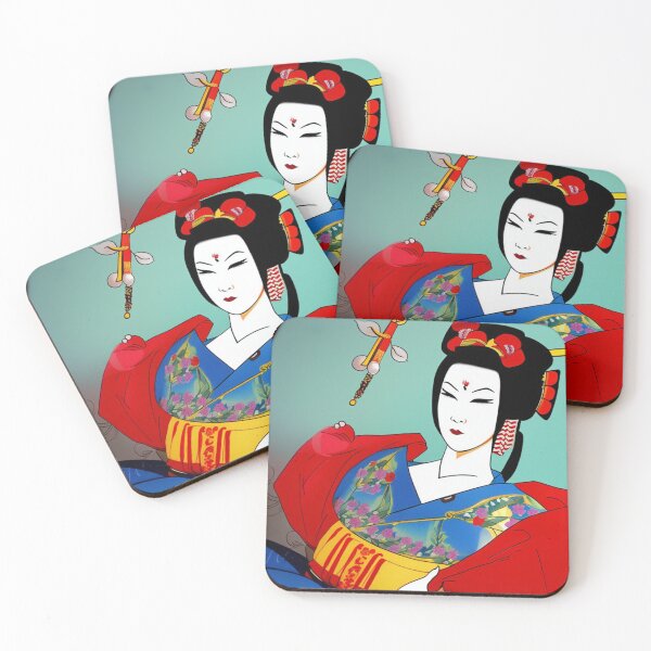 Item preview, A Beautiful Japanese Geisha Eyes Shut - Cartoon Style designed and sold by DesignerKin.