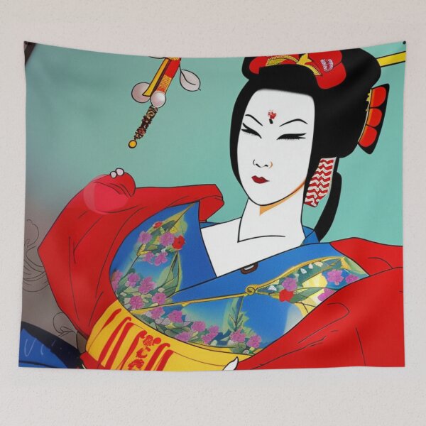 Item preview, A Beautiful Japanese Geisha Eyes Shut - Cartoon Style designed and sold by DesignerKin.