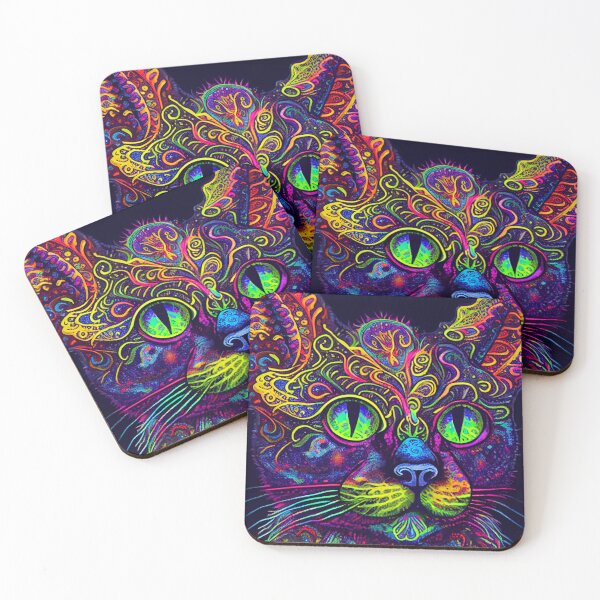 Item preview, Psychedelic Kitty Cat on Acid and Magic Mushrooms designed and sold by friskyfoxtrot.