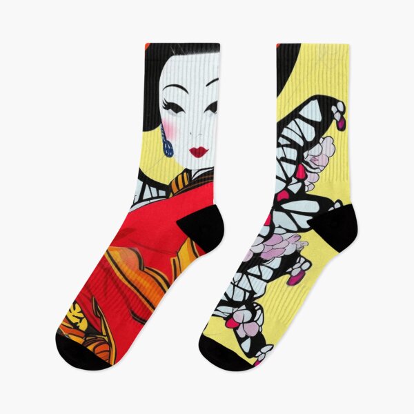 Item preview, Beautiful Japanese Geisha With Butterfly Wings - Cartoon Style designed and sold by DesignerKin.