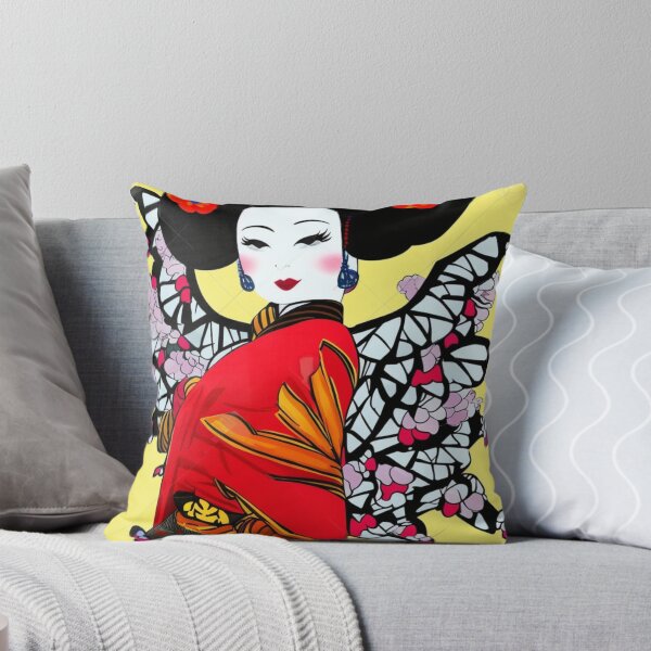 Item preview, Beautiful Japanese Geisha With Butterfly Wings - Cartoon Style designed and sold by DesignerKin.