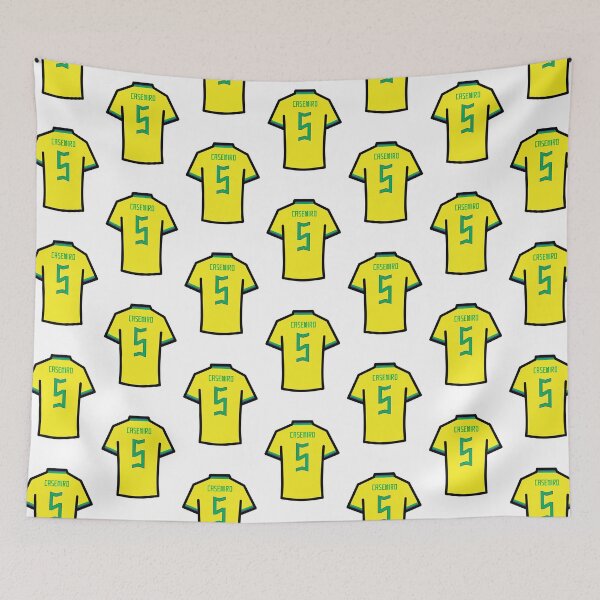 Item preview, Casemiro #5 BRZ Yellow Blue Green Football Jersey designed and sold by Millustgfx.