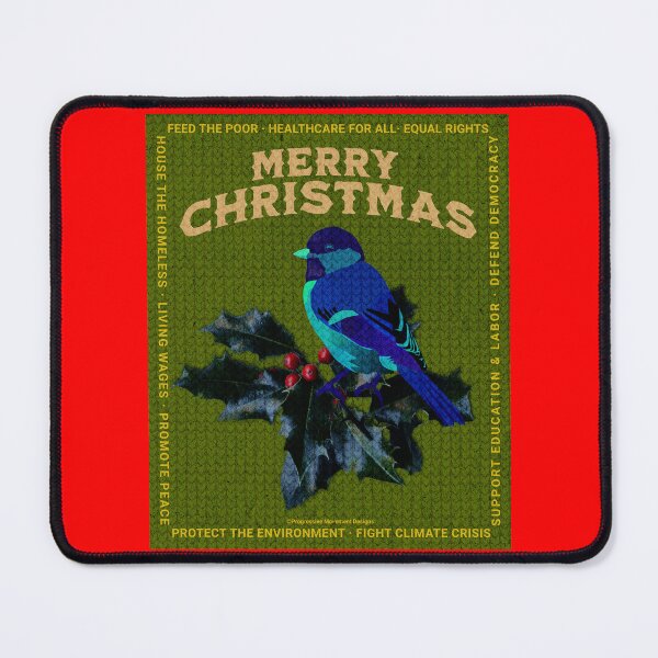 Artikelvorschau, PMD00045 Progressive Movement Designs Blauer Vogel auf Stechpalme auf grünem, hässlichem Weihnachtspullover entworfen und verkauft von ProgressiveLeft.