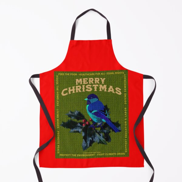 Artikelvorschau, PMD00045 Progressive Movement Designs Blauer Vogel auf Stechpalme auf grünem, hässlichem Weihnachtspullover entworfen und verkauft von ProgressiveLeft.