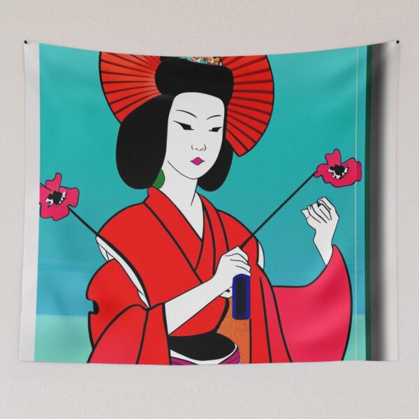 Item preview, Beautiful Japanese Geisha With Flowers - Cartoon Style designed and sold by DesignerKin.
