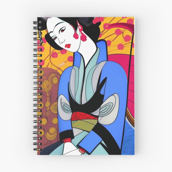 Item preview, Geisha With Blue Robe Yellow Background - Cartoon Style designed and sold by DesignerKin.