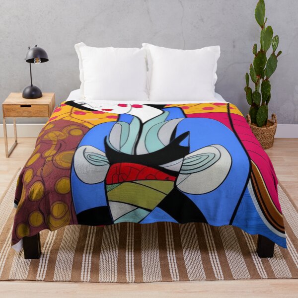 Item preview, Geisha With Blue Robe Yellow Background - Cartoon Style designed and sold by DesignerKin.