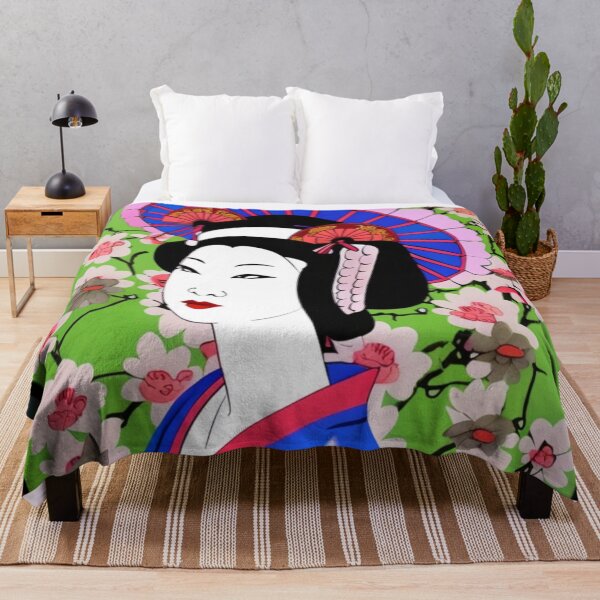 Item preview, Old Fashioned Geisha Floral Art - Cartoon Style designed and sold by DesignerKin.