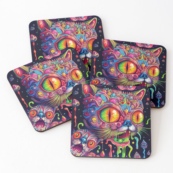 Item preview, Psychedelic Kitty Cat on Acid and Magic Mushrooms designed and sold by friskyfoxtrot.