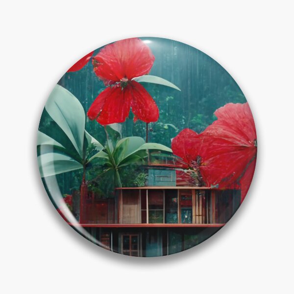 Aperçu de l'œuvre Cabane dans les arbres et fleurs rouges créée et vendue par Robin Speed.