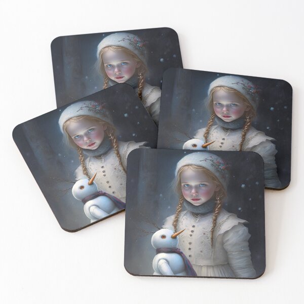 Item preview, A LITTLE GIRL AND HER SNOWMAN  Midjourney AI Artwork designed and sold by davidjulie.