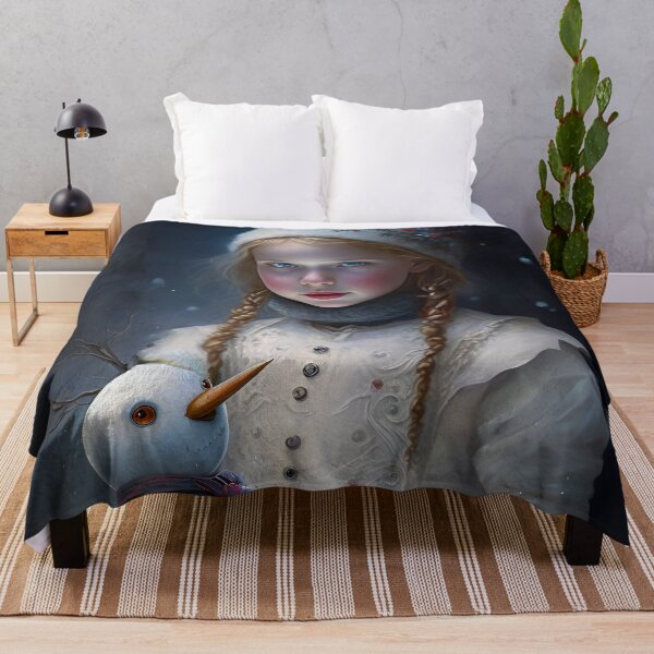 Item preview, A LITTLE GIRL AND HER SNOWMAN Midjourney AI Artwork designed and sold by davidjulie.