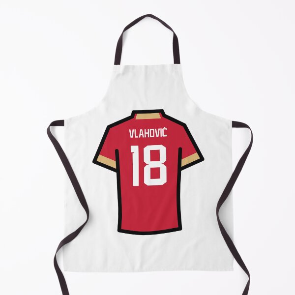 Item preview, Vlahovic #18 SRB Red Gold Football Jersey designed and sold by Millustgfx.