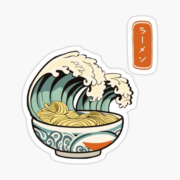 Vista previa del artículo con la obra «Ramen japonés de la gran ola de Kanagawa», diseñado y vendido por nomu-nomu.