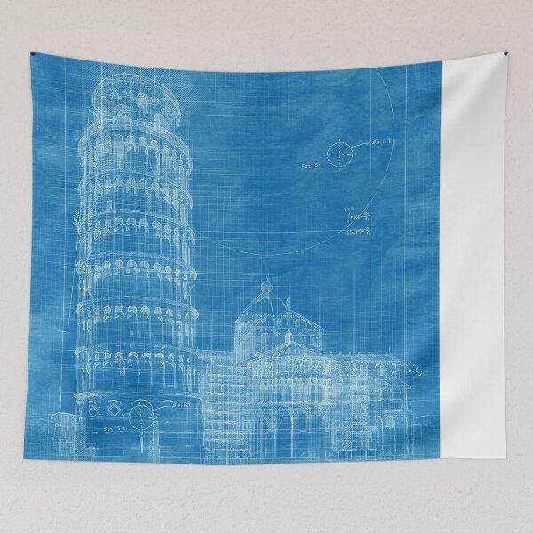 Item preview, Pisa Tower Blueprint Sketch designed and sold by ZiAttaArt.