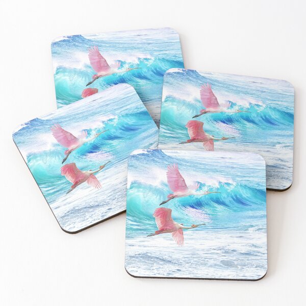 Item preview, Roseate Spoonbills Flying at the Ocean designed and sold by FineArtography.