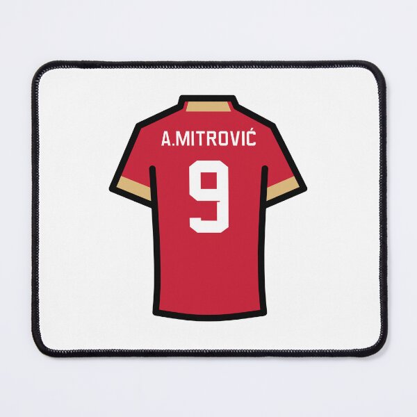 Item preview, Mitrovic #9 SRB Red Gold 22 Football Jersey designed and sold by Millustgfx.