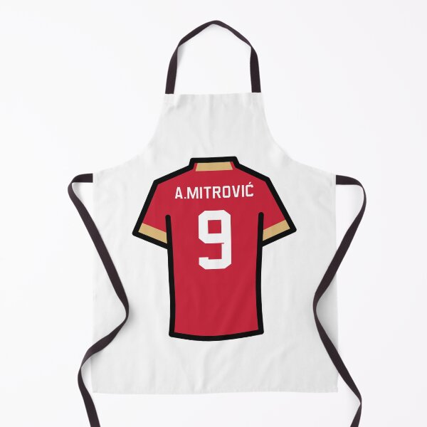 Item preview, Mitrovic #9 SRB Red Gold 22 Football Jersey designed and sold by Millustgfx.