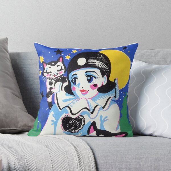 Pierette with Cats Throw Pillow