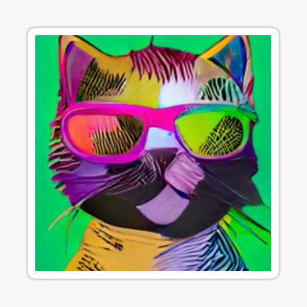 Cool Cat Wearing Sunglasses Sticker For Sale By Catseon Redbubble 5437