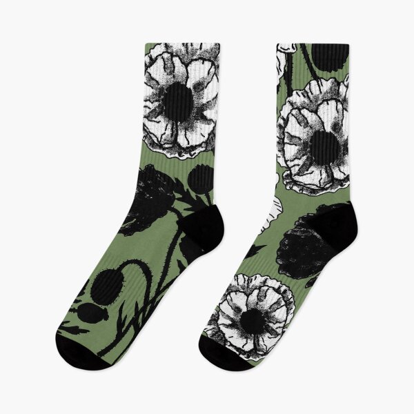 Item preview, Watercolor White And Black Poppy Flowers On Vintage Green designed and sold by Irina Sztukowski.