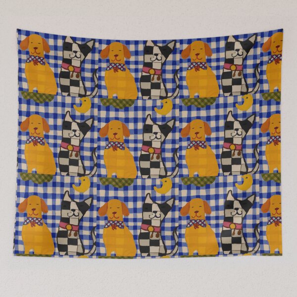 Item preview, Gingham Dog and Calico Cat in style of Van Gogh  (AI Generated Art) designed and sold by Cowboy Folly.