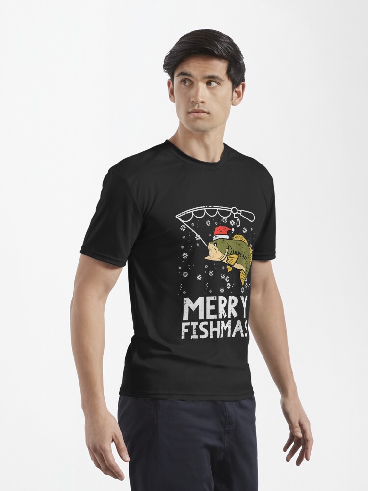 Discover Merry Fishmas Fish Fishing Xmas PJs Christmas Pajama Dad Men | Active T-Shirt 