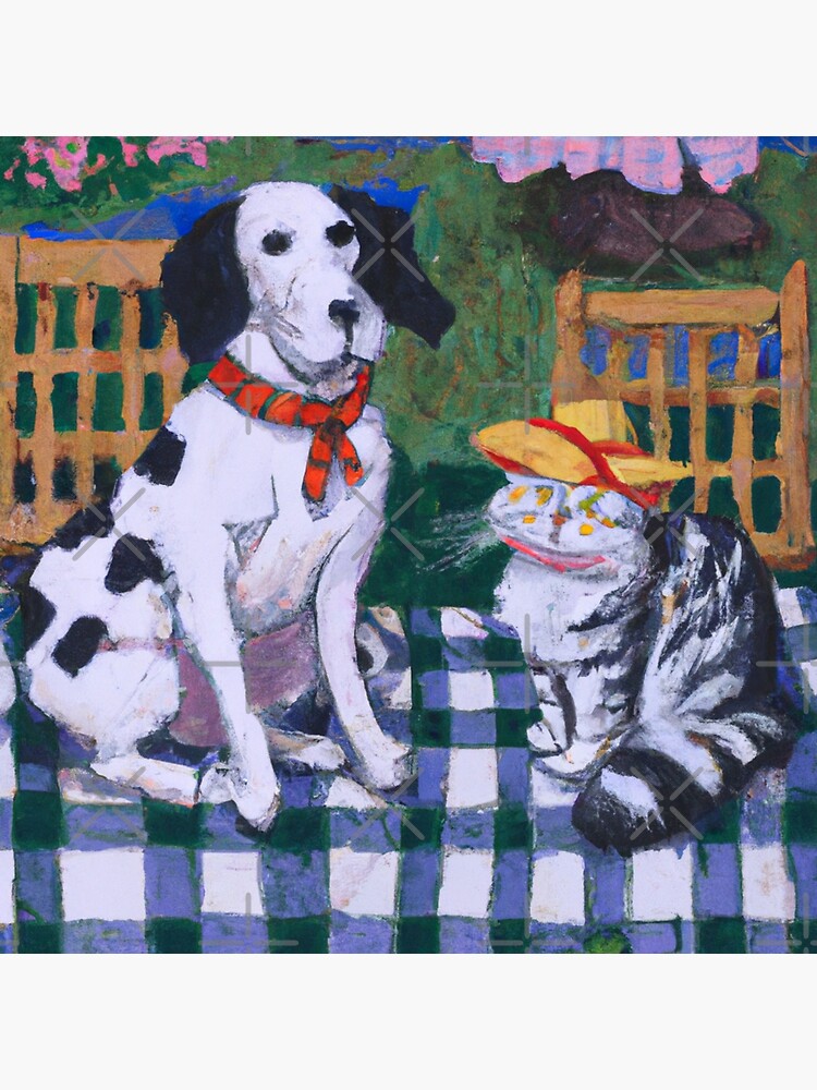 "Gingham Dog and Calico Cat in style of (AI Generated Art