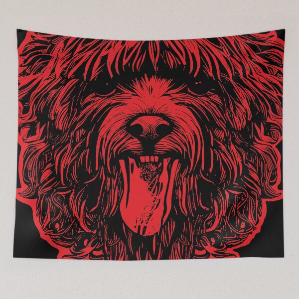 Item preview, Cute Labradoodle With Tongue Sticking Out Red Version designed and sold by pelagio.